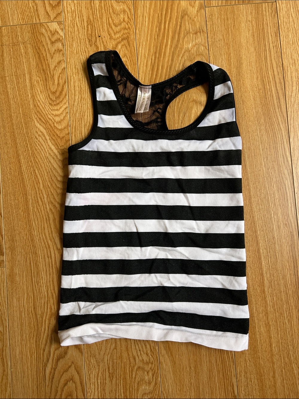 Black & White Striped Racerback Tank Top